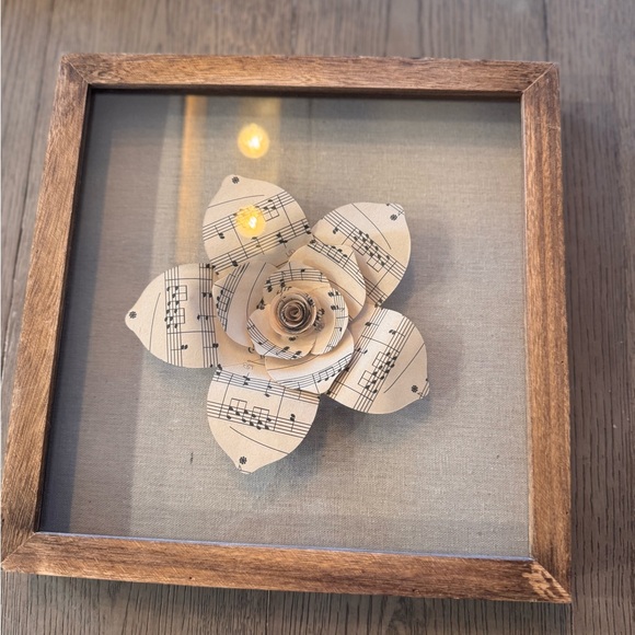 Target Other - Musical Note Paper Flower Art in Wooden Frame